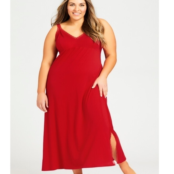 Lace Trim Maxi Sleep
Dress - red - Picture 1 of 6